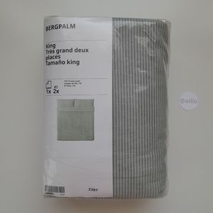 IKEA BERGPALM Duvet cover and pillowcase(s), green stripe, king